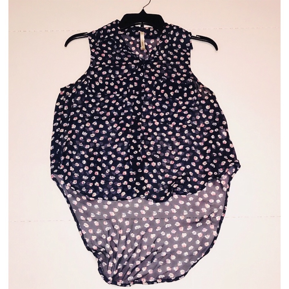 DNA Couture button down sleeveless blouse blue